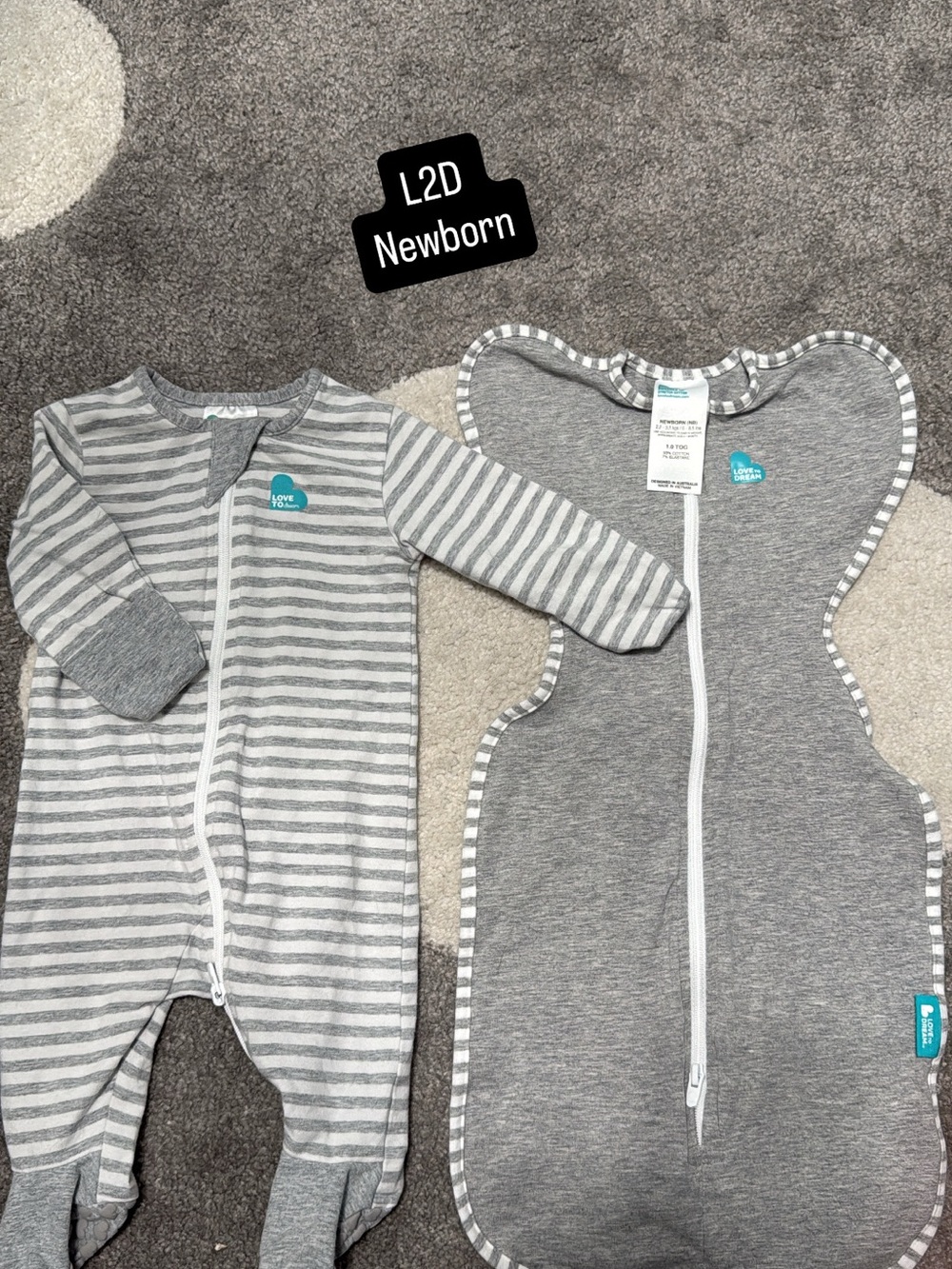 Love to dream Grey & White Striped Newborn Footie and Swaddle Set